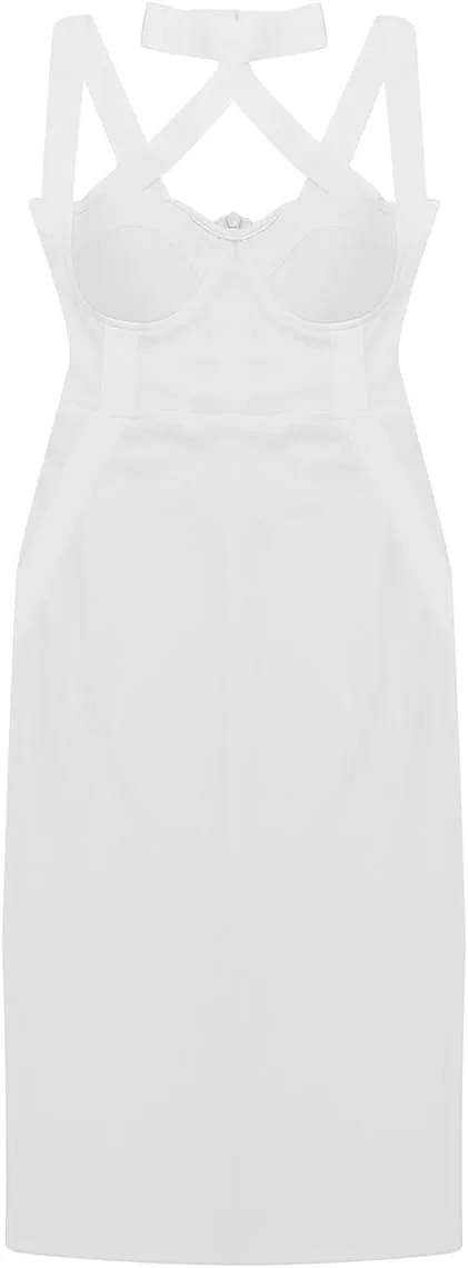 CHICTRY Women's Celebrity Rayon Cross Criss Cocktail Bandage Party Pencil Dress