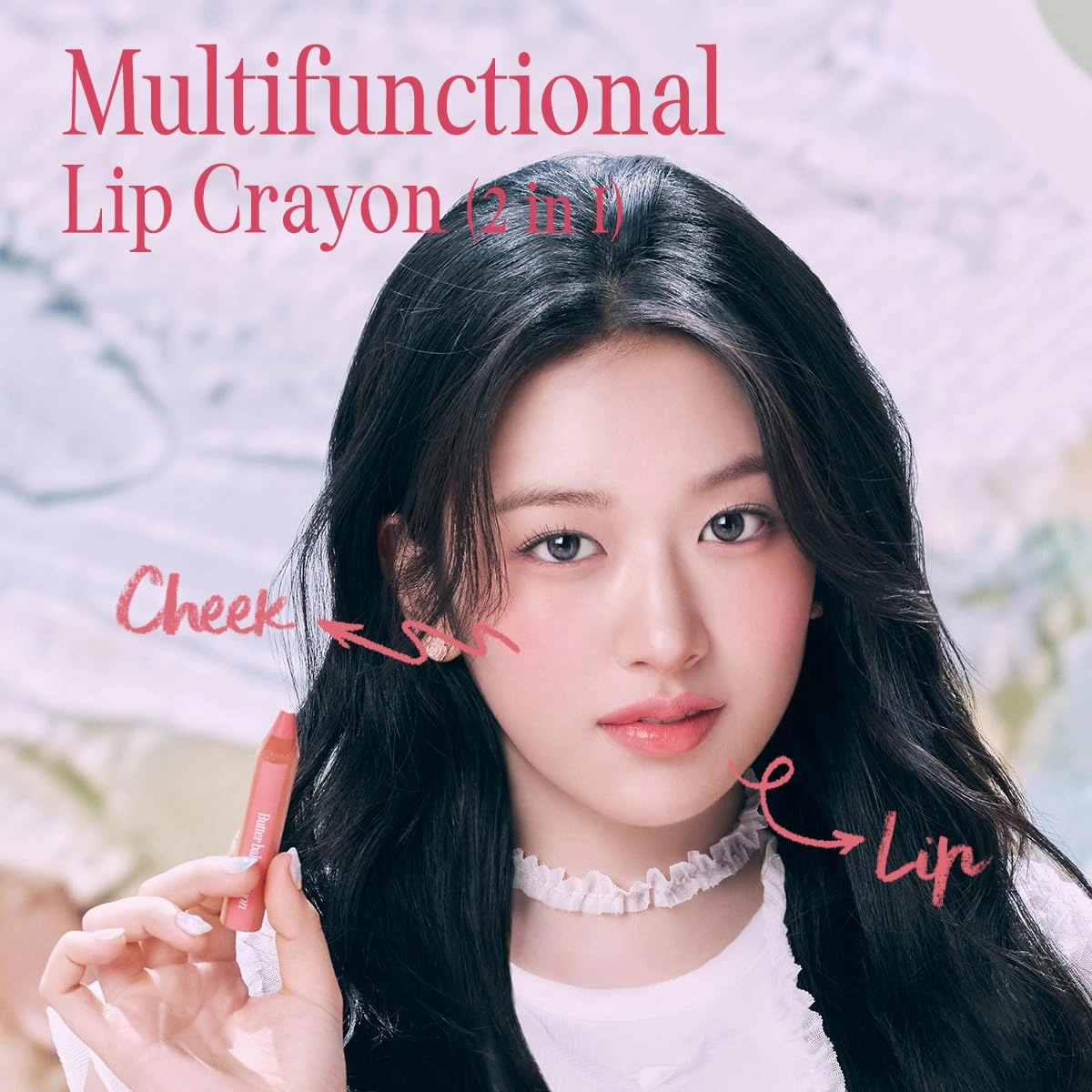 CLIO Butter Balm Crayon, 2-in-1 Lip and Cheek Tint, Buildable Lightweight Cream Blush, Crayon Lipstick Makeup (005 GALLERY BROWN, One Size)