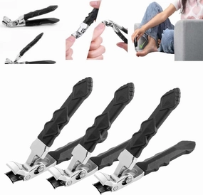 Clipmaster Pro Toenail Clippers, Long Handle Nail Clipper for Seniors, Large Angled Head Toenail Clippers Easy Trimming, Wide Jaw Opening NailClippers for Thick Nails(3)