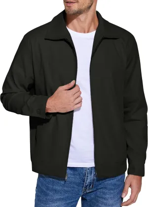 COOFANDY Men's Lightweight Zip Up Jacket Eisenhower Work Office Jackets Casual Golf Outwear