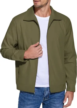 COOFANDY Men's Lightweight Zip Up Jacket Eisenhower Work Office Jackets Casual Golf Outwear