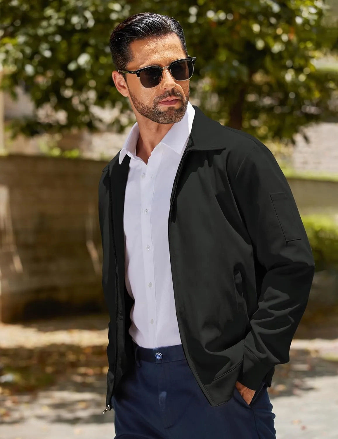 COOFANDY Men's Lightweight Zip Up Jacket Eisenhower Work Office Jackets Casual Golf Outwear