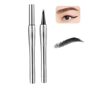 Cooklesa Eyebrow, Cooklesa Upgraded Natural Waterproof Eyebrow Pen with Microfine Tip, Two-Pronged Eyebrow Pencil, Long-Lasting Natural Brow Eyebrow Pen (#03 Black)