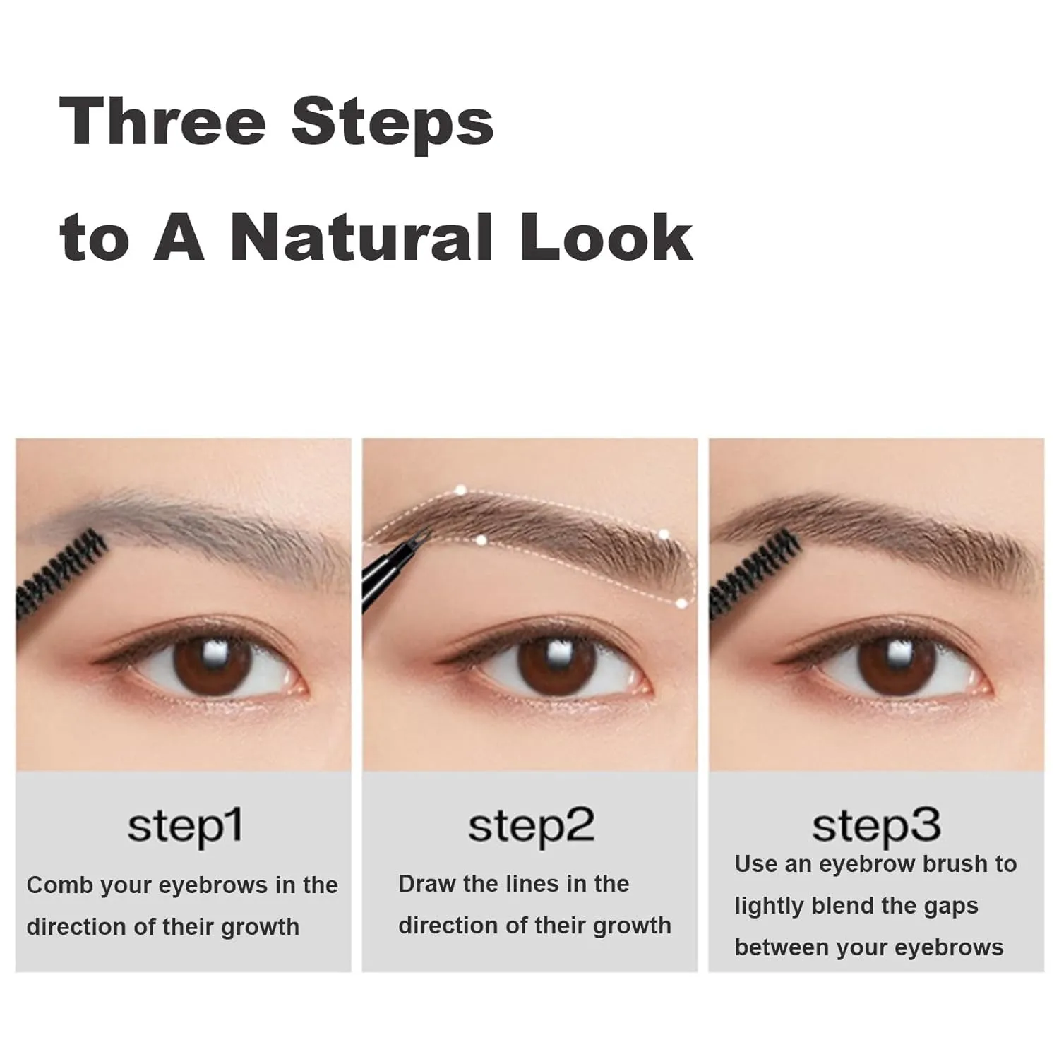 Cooklesa Eyebrow, Cooklesa Upgraded Natural Waterproof Eyebrow Pen with Microfine Tip, Two-Pronged Eyebrow Pencil, Long-Lasting Natural Brow Eyebrow Pen (#03 Black)