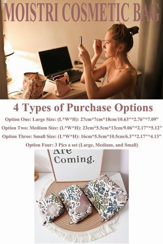 Cosmetic Bag Makeup Bag Travel Toiletry Bag for Women Makeup Case for Girls Toiletry Bags for Traveling Zipper Pouch (3 Pics)