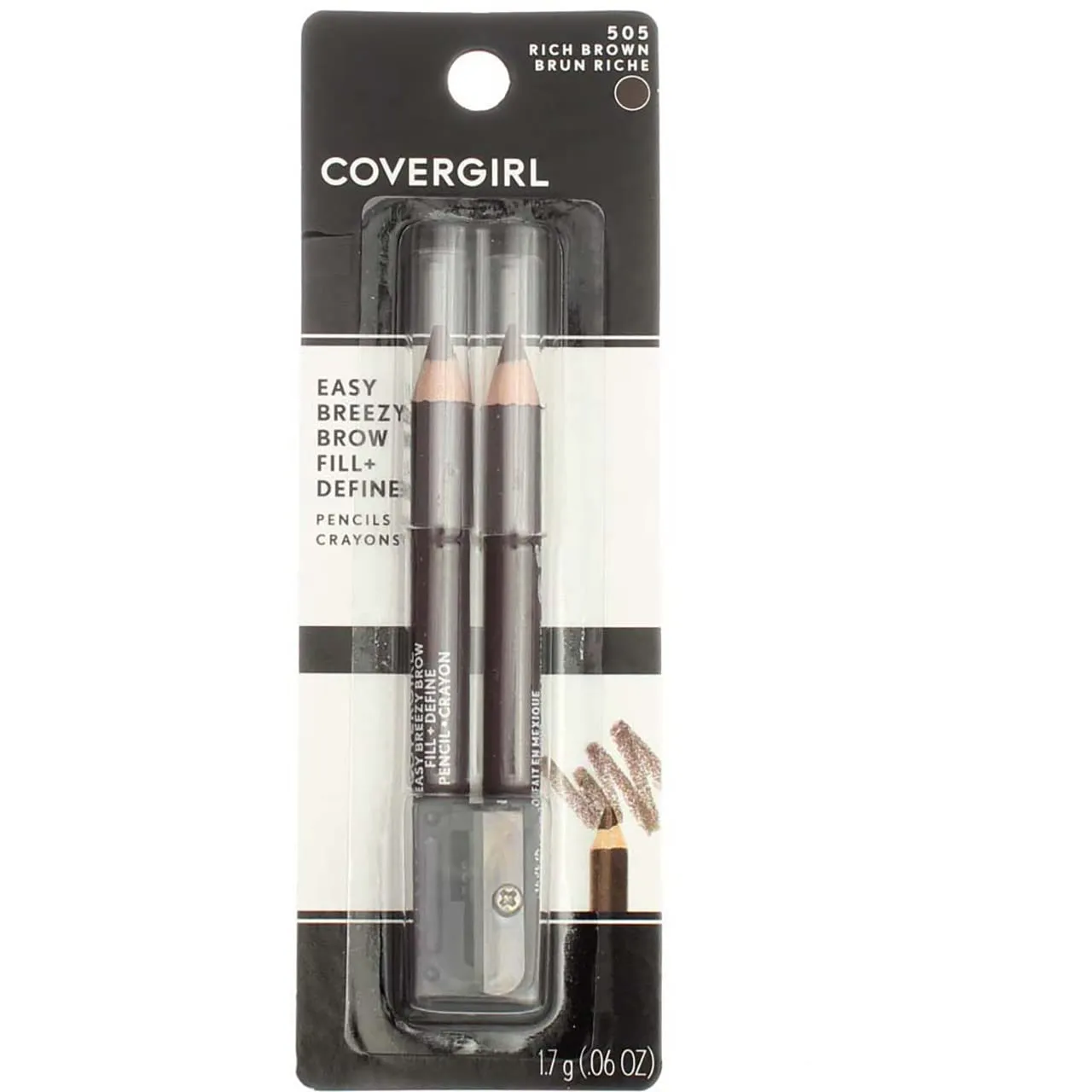 ​CoverGirl Easy Breezy Brow, Fill Define Pencils [505] Rich Brown 2 ea​​ ( Pack of 6)​
