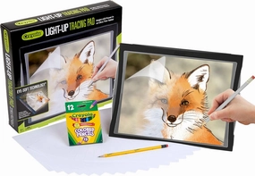 Crayola Light Up Tracing Pad with Night Mode and Colored Pencil Set, Gift, Ages 6, 7, 8, 9, 10