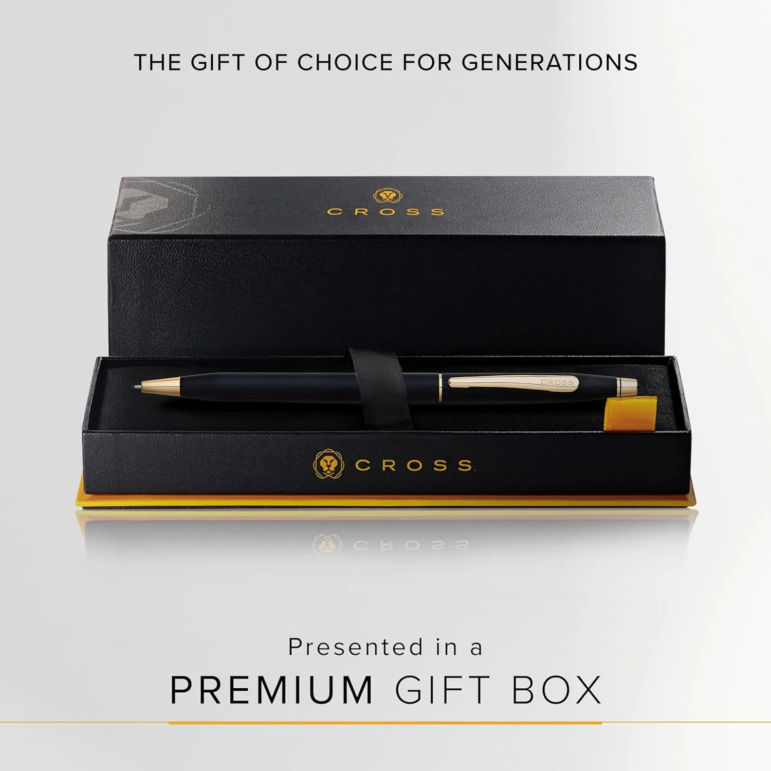 Cross Classic Century Refillable Pencil Presented in a Luxury Gift Box - Medium Point, Black Ink, Black & Gold