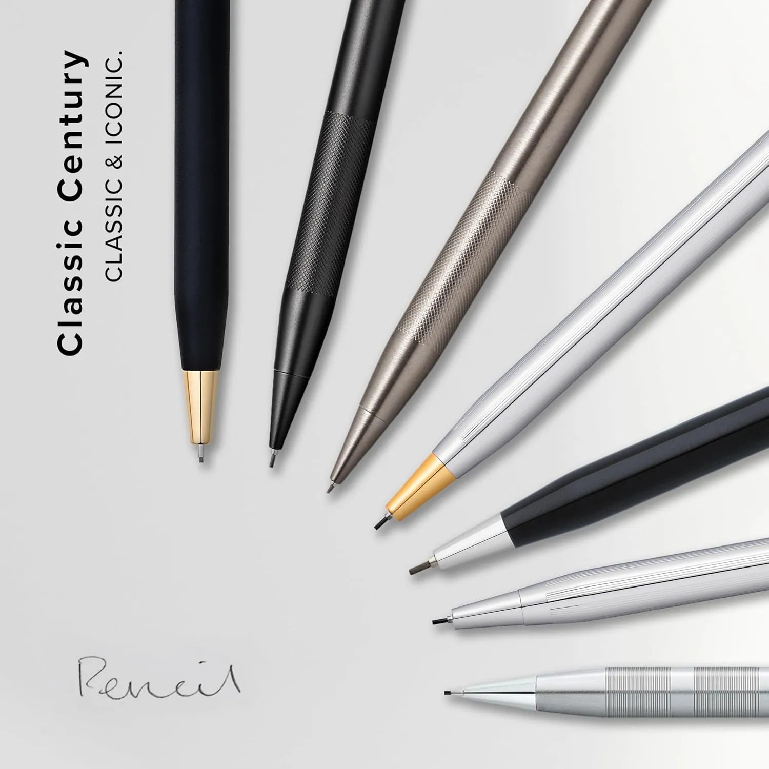 Cross Classic Century Refillable Pencil Presented in a Luxury Gift Box - Medium Point, Black Ink, Black & Gold