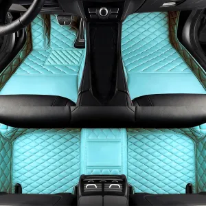 Customize All-Weather Protection Luxury Leather Floor Mats for Cars, SUVs, and Trucks According to Automotive Model (3D Sky Blue Floor mats)