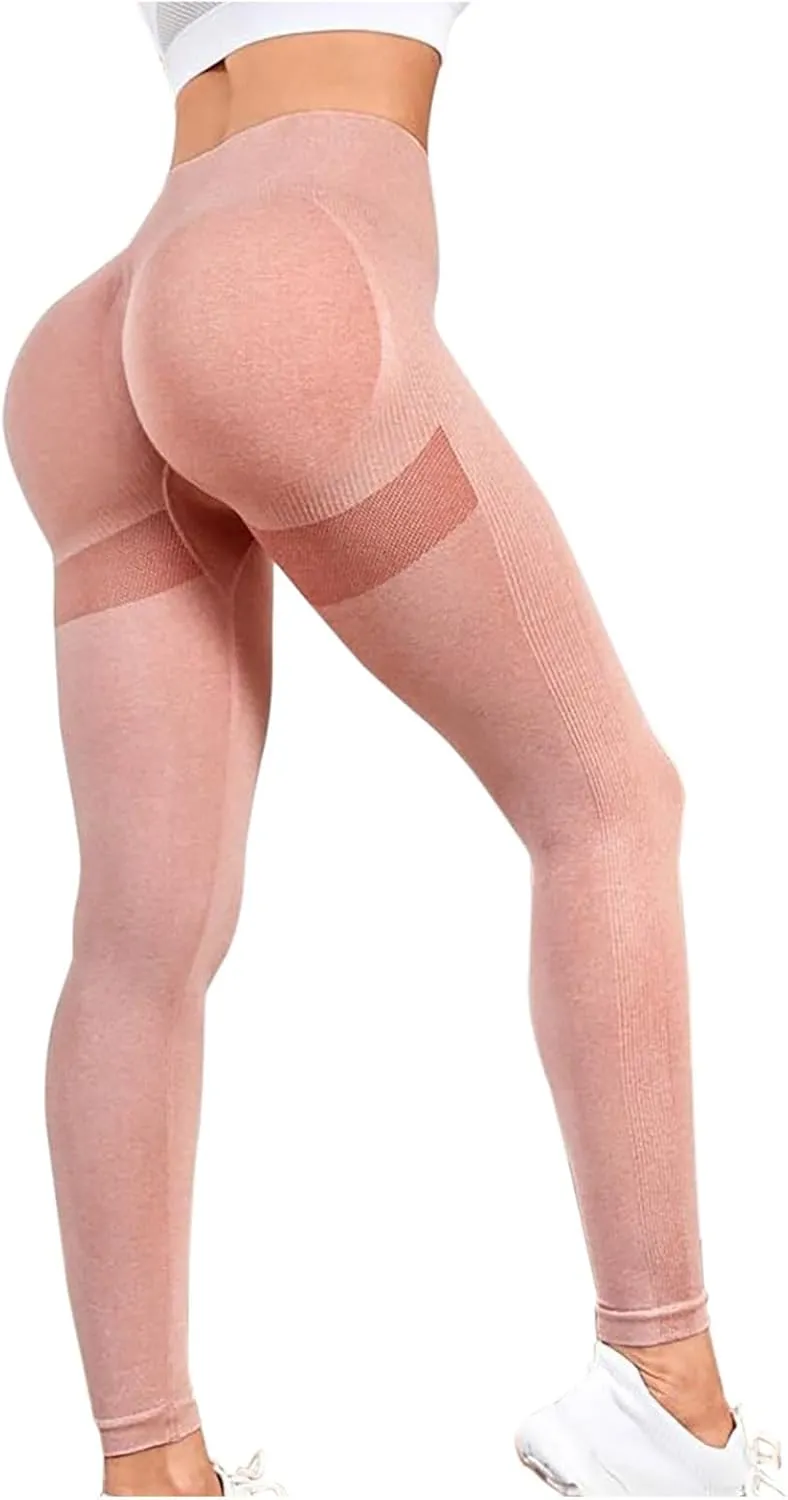DASAYO Compression Leggings for Women Solid Color Buttery Soft Seamless Stretchy 7/8 Workout Yoga Pants