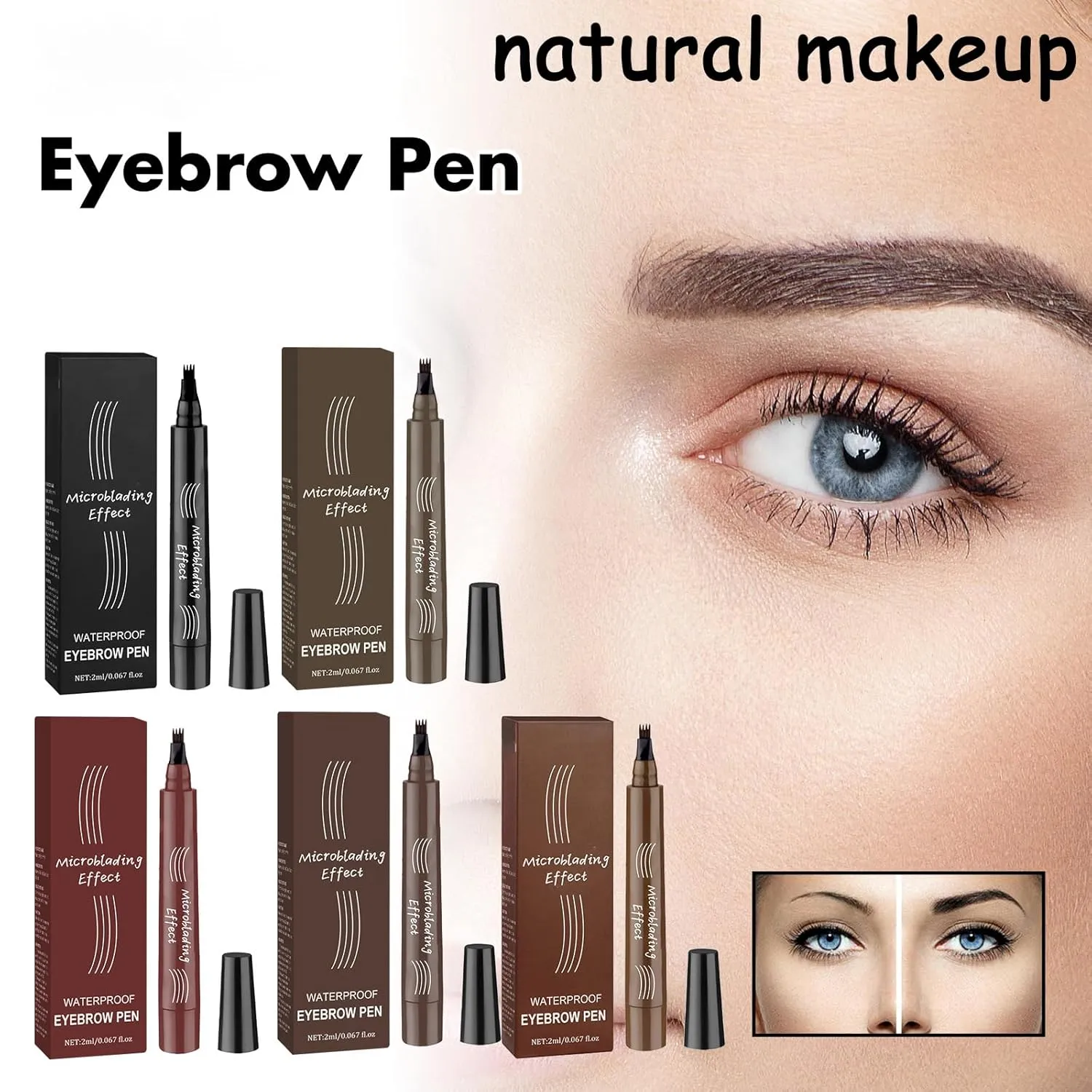 Diamondneck Waterproof Eyebrow Pen, 2025 Upgraded Natural Brows Eyebrow Pen, 3D Waterproof Microblading Eyebrow Pens, Fine Stroke Microblading Eyebrow Pencil (Dark Grey Reddish Brown)