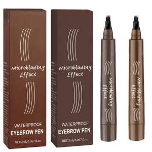 Diamondneck Waterproof Eyebrow Pen,Waterproof Microblading Eyebrow Pen,2025 Upgraded Natural Brows eyebrow pen, New 4 Head Split waterproof Long Lasting Wild eyebrow Pencil (Dark Brown Light Brown)