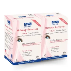 Dr. Fischer Gentle Eye Wipes for Waterproof Mascara - Effective, Non-Irritating, Oil-Free, Easy Removal, Ophthalmologist-Tested, 30 Pre-Moistened Eyelid Wipes