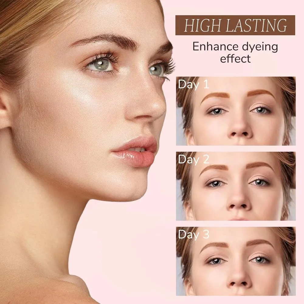 Easy Peel-Off Eyebrow Gel, 2025 Upgrade Tattoo Eyebrow Gel Easy Peel Off, Transfer-proof Eyebrow Tattoo Peel Off, Eyebrow Dye for Women Medium Coverage for All Skin Types (#02)