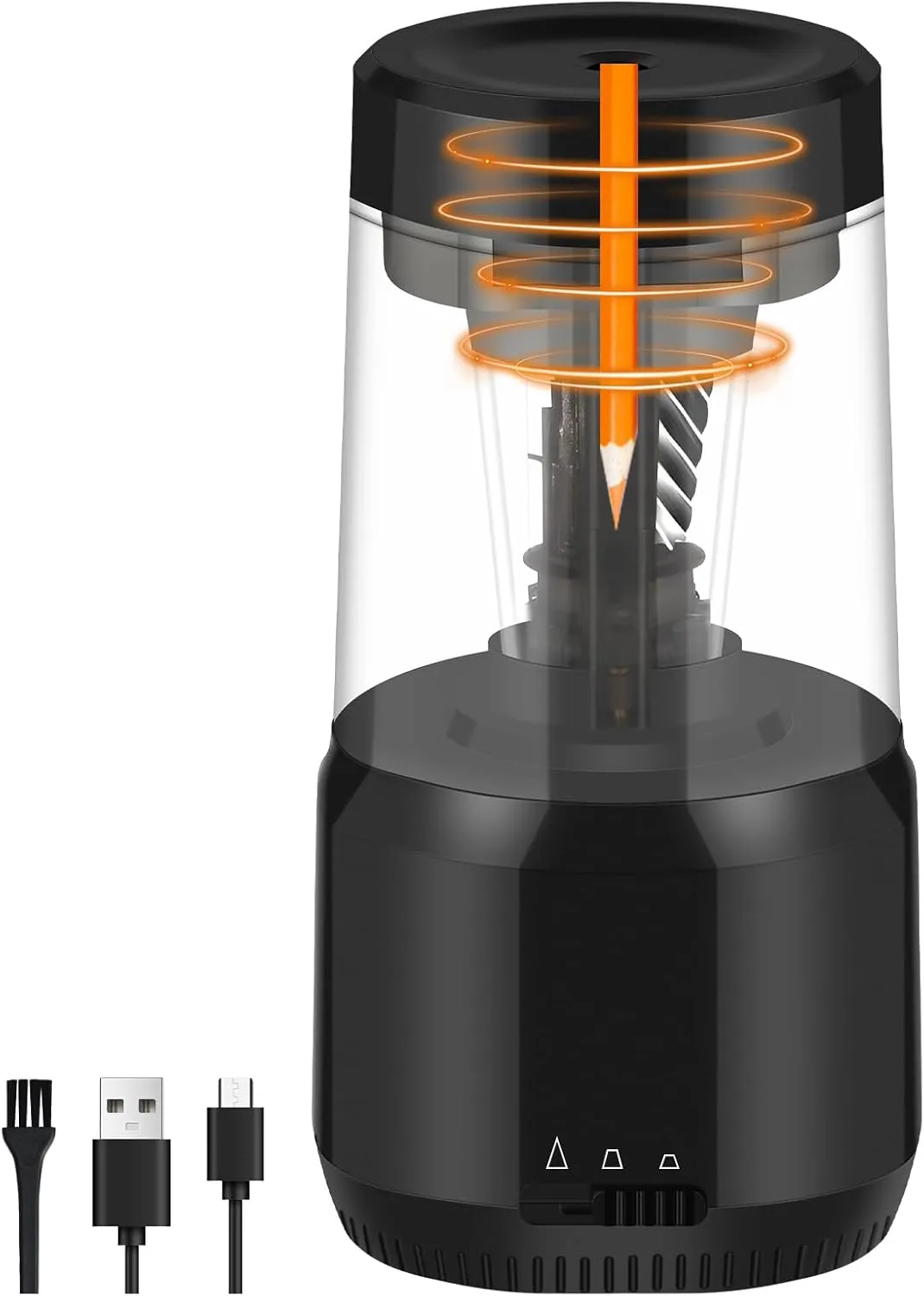 Electric Pencil Sharpener, 2000mAh Battery Operated Pencil Sharpener Electric Plug in for 6-8mm Pencils, Rechargeable Full Automatic,Cordless, Auto Stop, Fast, for Classroom Home Kid,