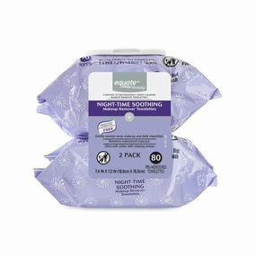 Equate Night-Time Soothing Makeup Remover Wipes, 40 Count, 2 Pack