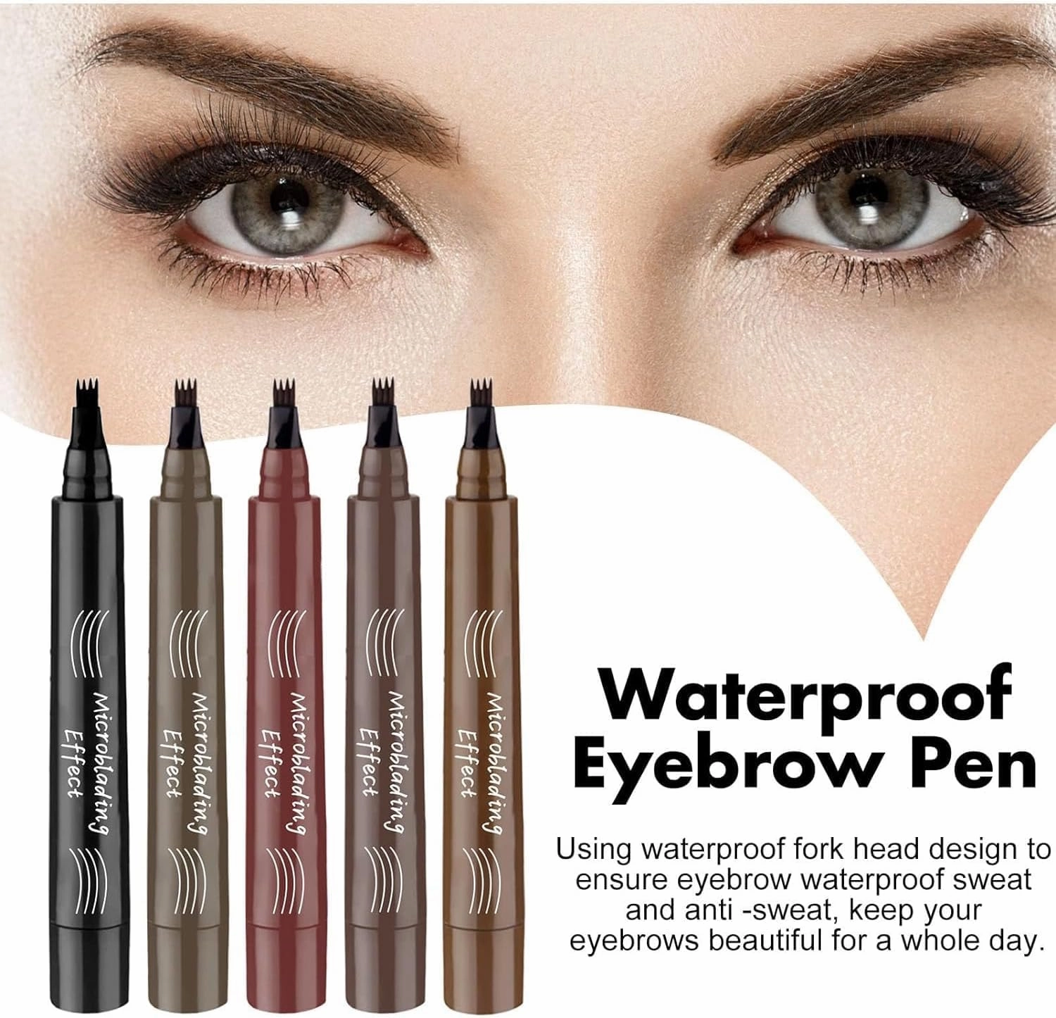 Eternaljoymart Eyebrow Pen, Eternaljoy Waterproof Eyebrow Pen, 2025 Upgraded Natural Brows EyebrowPen, 3D Waterproof Microblading EyebrowPen 4 Fork Tip, Eyebrow Pencils For Women (Dark Brown)