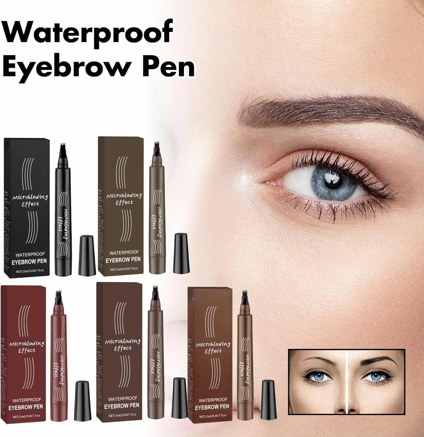 Eternaljoymart Eyebrow Pen, Eternaljoy Waterproof Eyebrow Pen, 2025 Upgraded Natural Brows EyebrowPen, 3D Waterproof Microblading EyebrowPen 4 Fork Tip, Eyebrow Pencils For Women (Dark Brown)