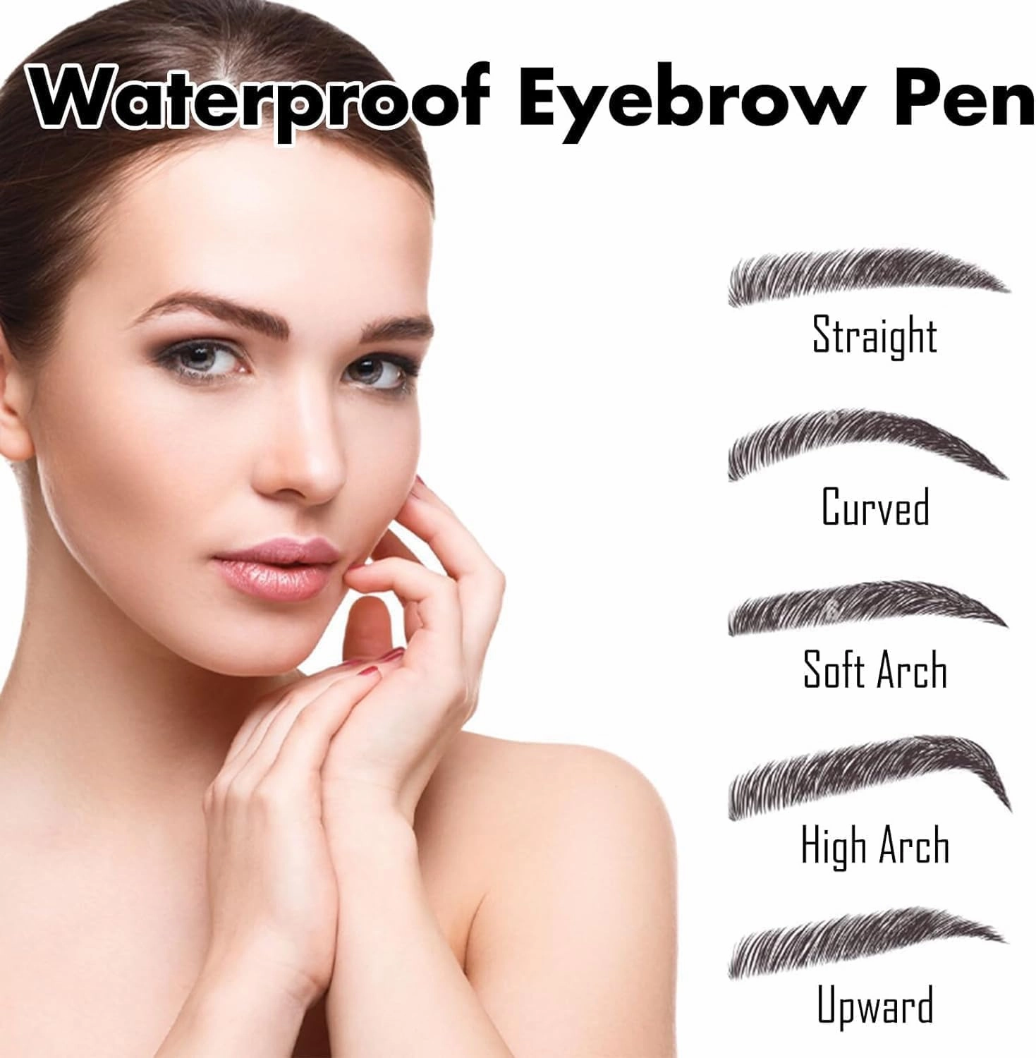 Eternaljoymart Eyebrow Pen, Eternaljoy Waterproof Eyebrow Pen, 2025 Upgraded Natural Brows EyebrowPen, 3D Waterproof Microblading EyebrowPen 4 Fork Tip, Eyebrow Pencils For Women (Dark Brown)