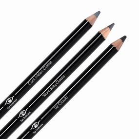 Eye Embrace Classics 3-Pack Gray Wooden Eyebrow Pencils Bundle - Cool Helen, Warm Betty, and Liz (Waterproof, Double-Ended Pencil with Sharpener & Spoolie Brush, Cruelty-Free)