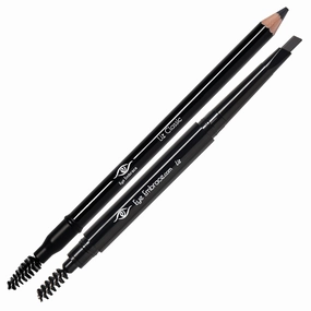 Eye Embrace Liz Warm Medium Gray Eyebrow Pencils Bundle - Liz Classic wooden pencil & Liz diamond wedge pencil - Waterproof, Cruelty-Free