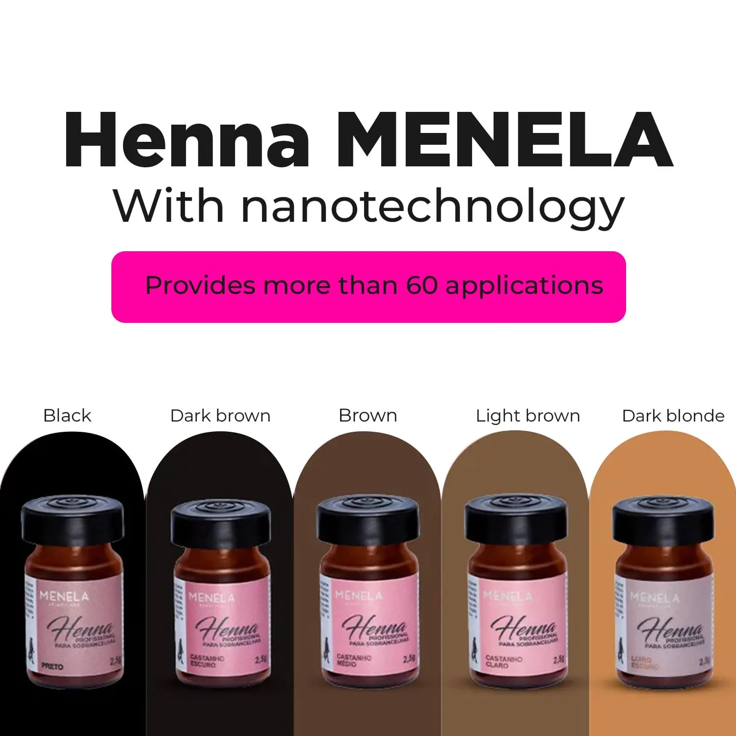 Eyebrow Henna Tint - Dark Brown Henna Brow Tint with Bamboo Extract for Long-Lasting, Bold Brows - 2.5g Powder & 15ml Fixer - Eyebrow Tinting Kit for Women