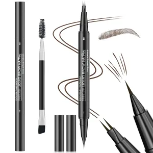 Eyebrow Pen Microblading Eyebrow Pencil for Women Waterproof Brow Pencil 2-in-1 Dual-Ended with Micro-Fork-Tip and Precise Brush-Tip, Dark Brown