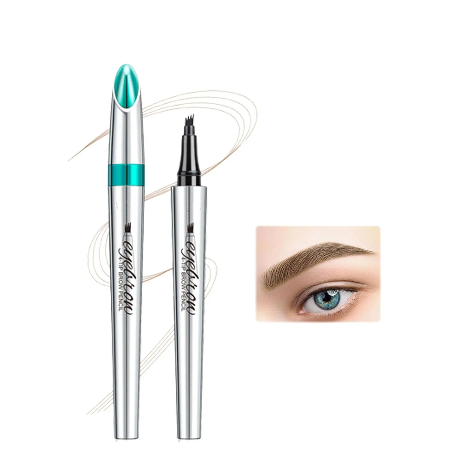 Eyebrow Pencil, 3D Waterproof Microblading Eyebrow Pen 4 Fork Tip Tattoo Pencil, 4 Prong Eyebrow Pencil, Micro-Fork Tip Pencil Waterproof (01 Light brown)