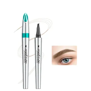 Eyebrow Pencil, 3D Waterproof Microblading Eyebrow Pen 4 Fork Tip Tattoo Pencil, 4 Prong Eyebrow Pencil, Micro-Fork Tip Pencil Waterproof (01 Light brown)