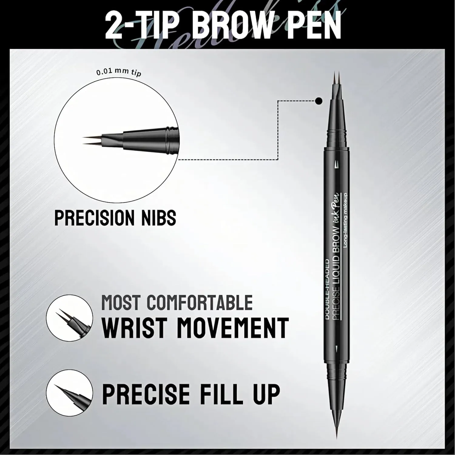 Eyebrow Pencil Brow Pen - 2-Pack 2-IN-1 Dual-Ended Eye Brow Pencils 2-Fork-Tip Microblading Eyebrow Pen for Women Waterproof Eyebrow Pen with Brow Brushes Dark Brown ＆ Black Brown