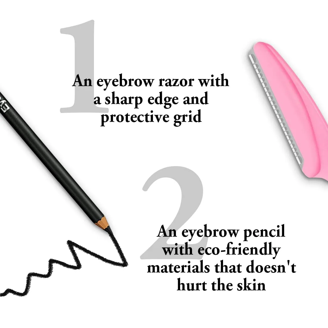Eyebrow Pencil Set, Long Lasting, Waterproof, Fills Eyebrow Makeup, 【5-in-1】Eyebrow Pencil *1; Eyebrow Razor *1; Eyebrow Stencil *3, Dark Brown #-0126041