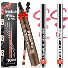Eyebrow Pencil - Microblading Eyebrow Pen Waterproof 4 Fork Tip Multi-Used Eye Brow Pencils for Women Long-Lasting, Precise Natural Brow Magic Eyebrow Pencil with Hair Like Strokes，LightBrown
