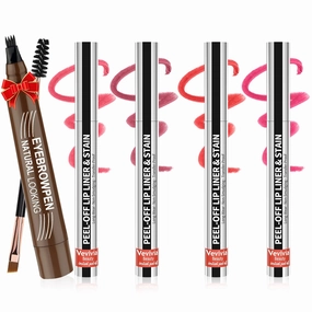 Eyebrow Pencil - Microblading Eyebrow Pen Waterproof 4 Fork Tip Multi-Used Eye Brow Pencils for Women Long-Lasting, Precise Natural Brow Magic Eyebrow Pencil with Hair Like Strokes，LightBrown