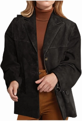 Fall Jackets for Women 2024 Trendy Suede Jacket Faux Leather Jacket Classic Lapel Blazers Aesthetic Oversized Blazer