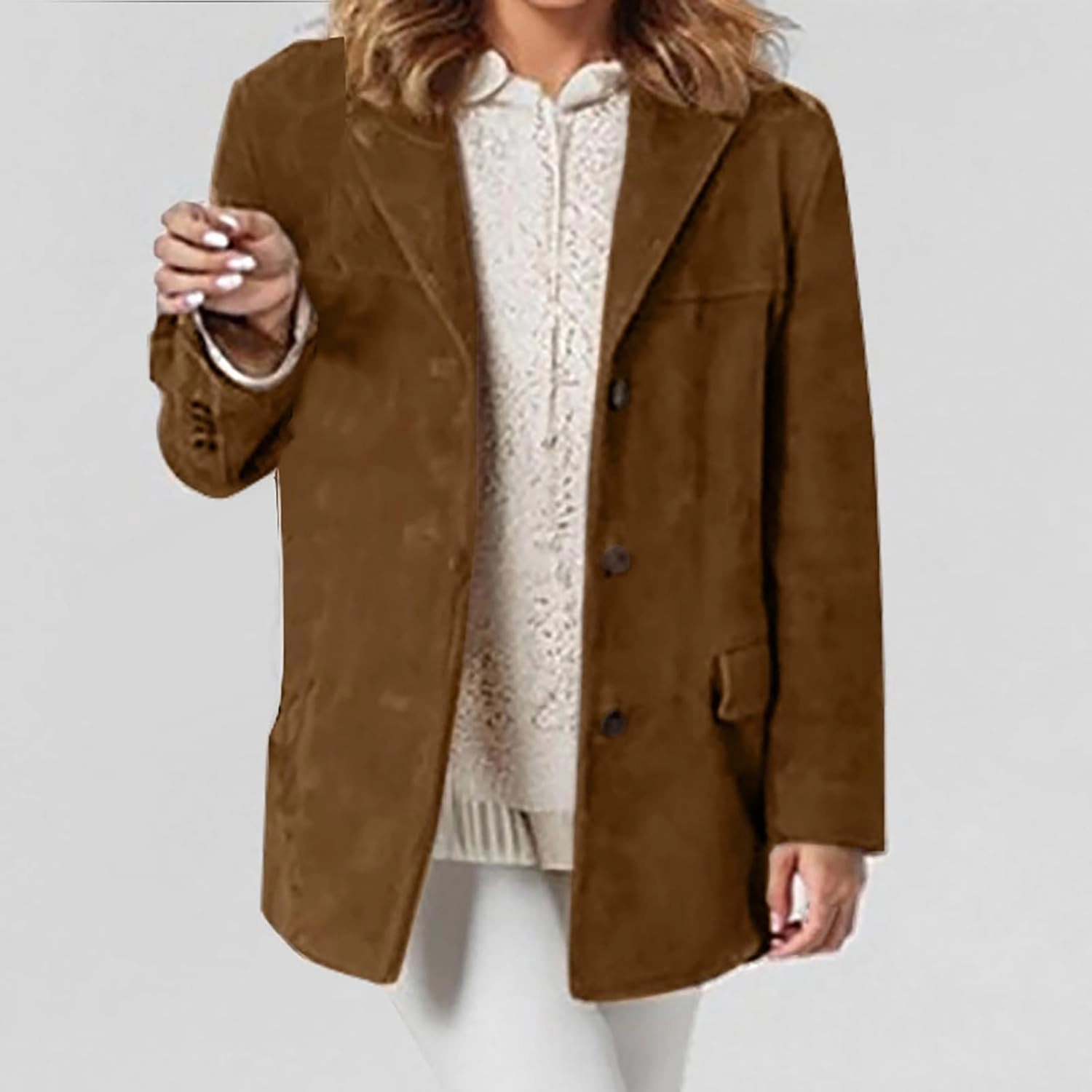 Fall Jackets for Women 2024 Trendy Suede Jacket Faux Leather Jacket Classic Lapel Blazers Aesthetic Oversized Blazer