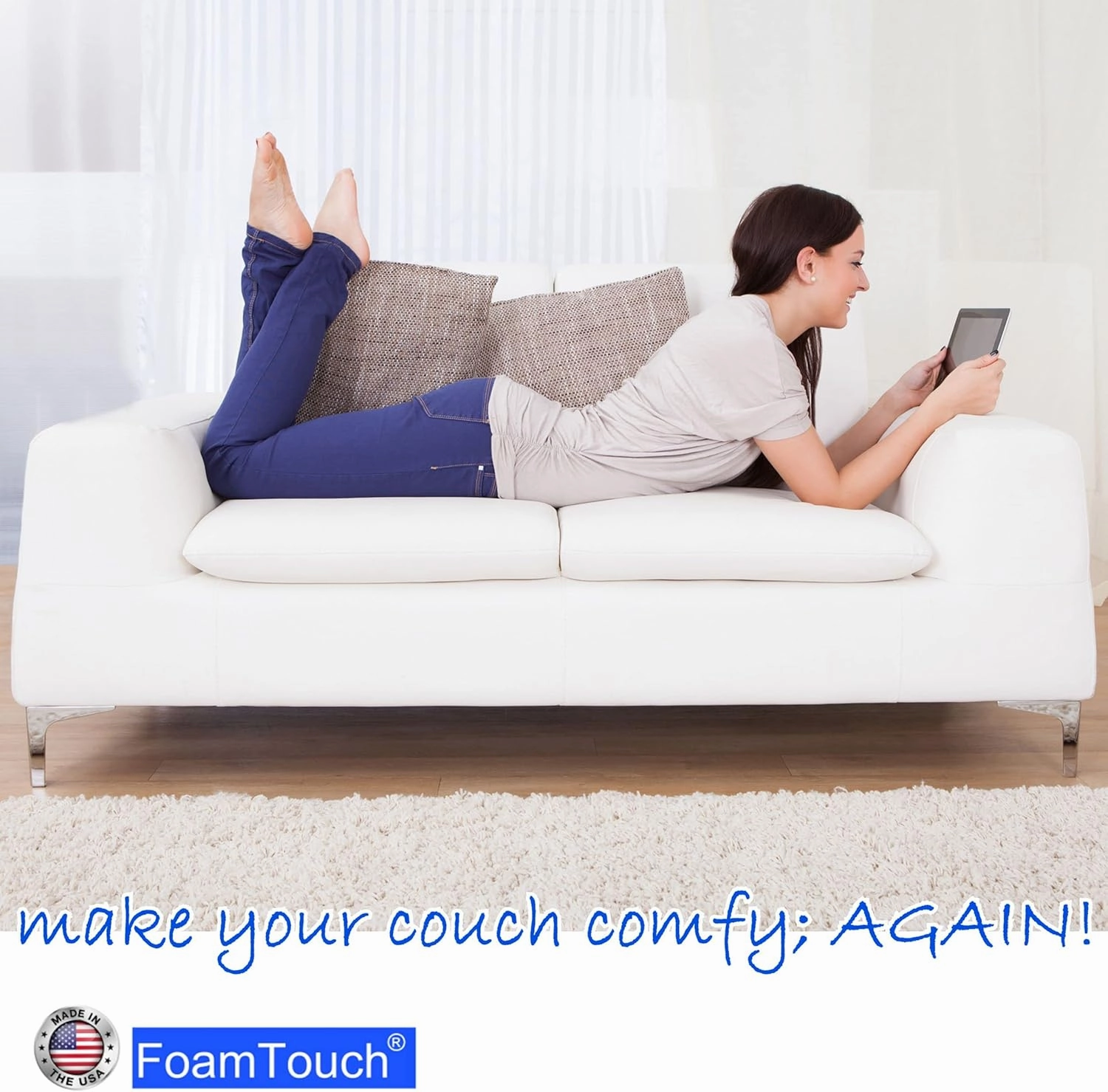 FoamTouch High Density 3" Height x 22" Width x 22" Length Upholstery Foam