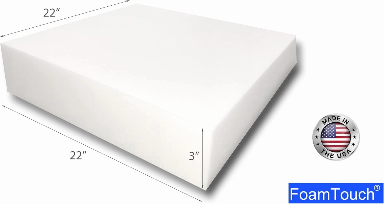 FoamTouch High Density 3" Height x 22" Width x 22" Length Upholstery Foam