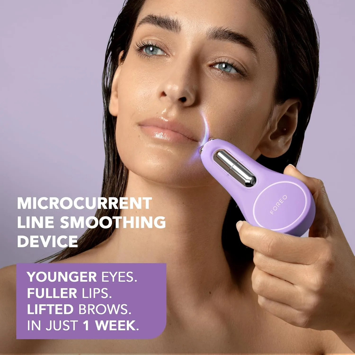 FOREO Bear 2 Eyes & Lips - Microcurrent Line Smoothing Instant Face Lift - - Eye Care Device - Brow Lift - Dark Circles Under Eye Treatment & Lip Plumper Device - Firming Beauty Products - Lavender