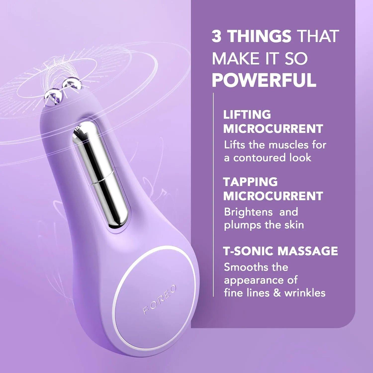 FOREO Bear 2 Eyes & Lips - Microcurrent Line Smoothing Instant Face Lift - - Eye Care Device - Brow Lift - Dark Circles Under Eye Treatment & Lip Plumper Device - Firming Beauty Products - Lavender