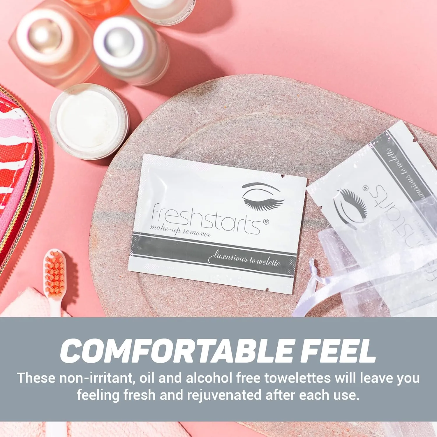 Freshstarts Makeup Remover Facial Cleansing Towelettes - Face Wipes, Facial Skin Care Products - Beauty Essentials, Travel Essentials for Women, Make Up Removers