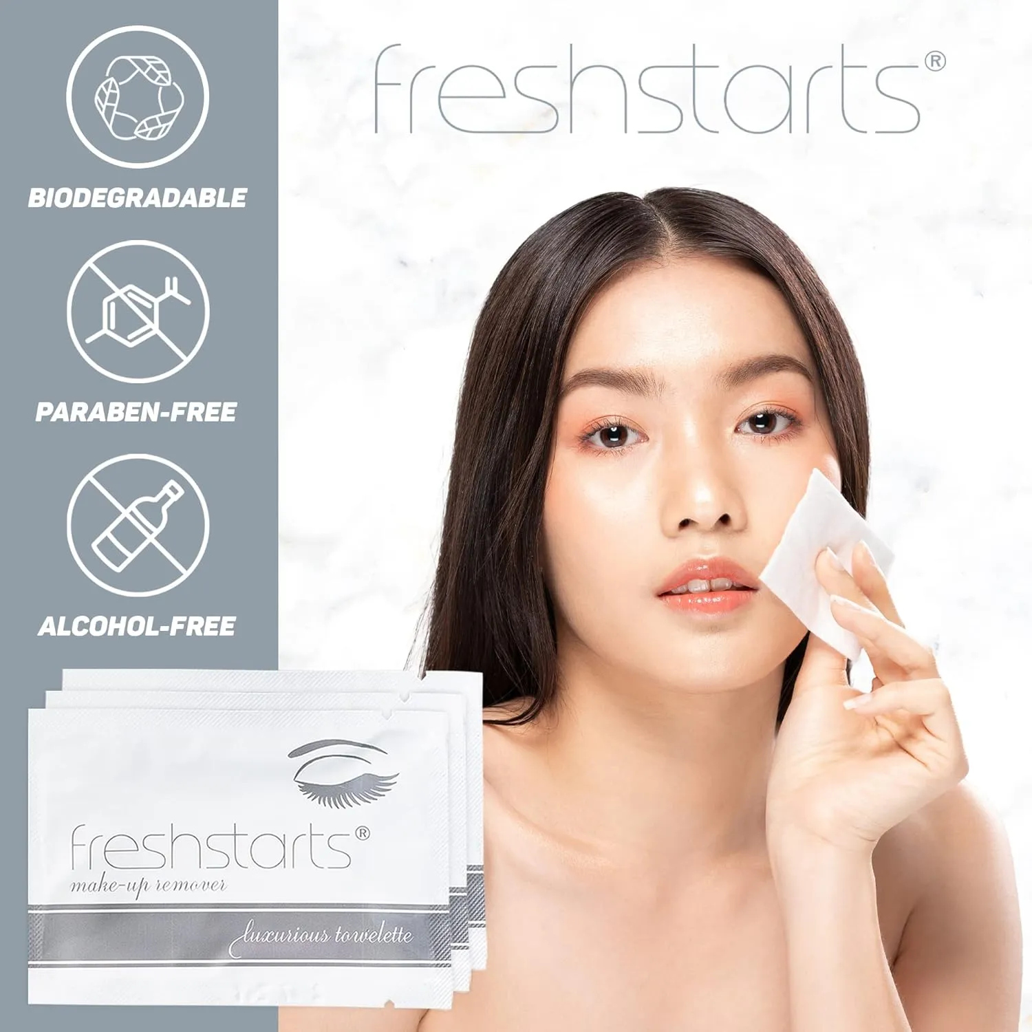 Freshstarts Makeup Remover Facial Cleansing Towelettes - Face Wipes, Facial Skin Care Products - Beauty Essentials, Travel Essentials for Women, Make Up Removers