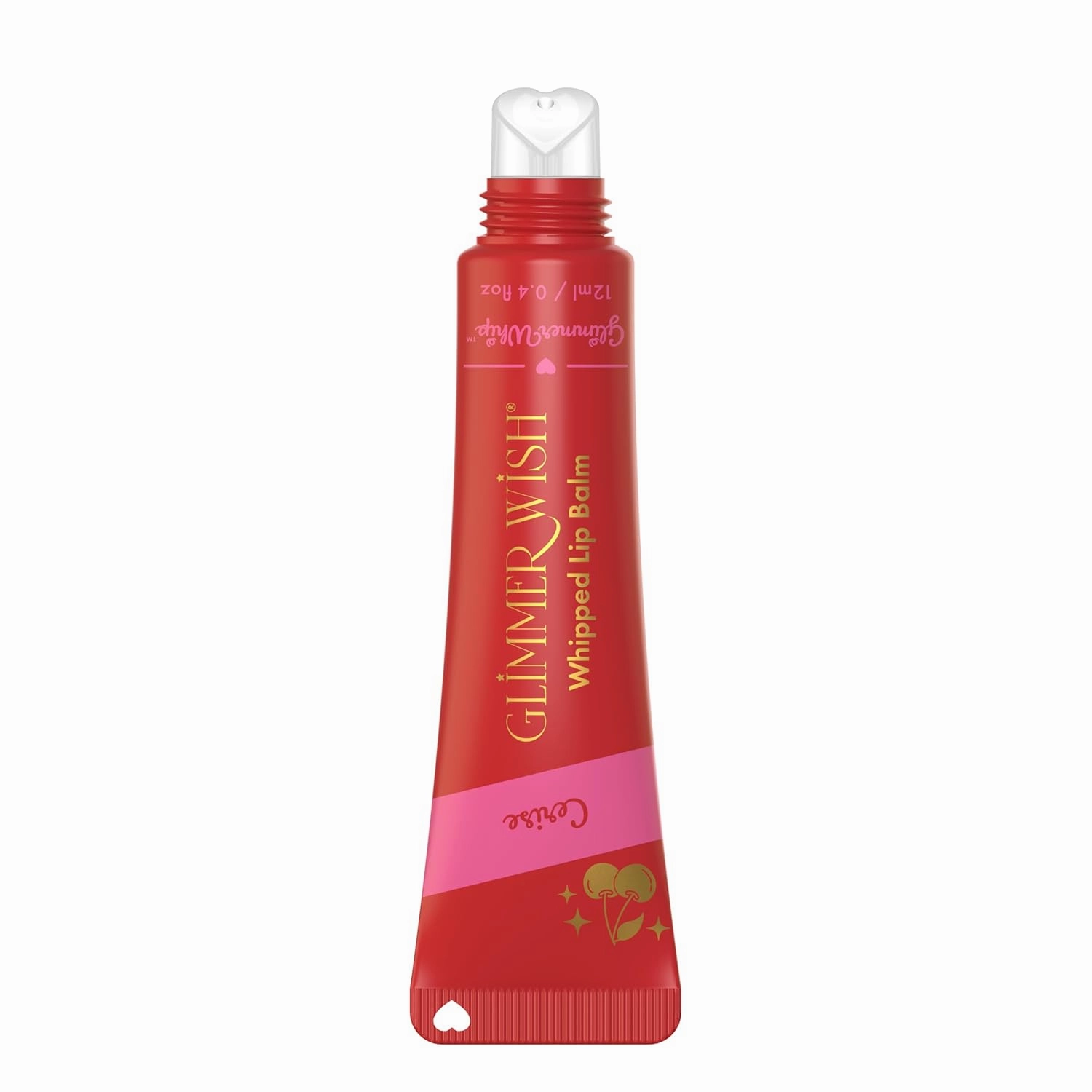 Glimmer Whip Hydrating Lip Balm – Moisturizing Care with Organic Castor Oil, Jojoba Oil, Shea Butter, Cocoa Butter – Nourishing Treatment, Lip Products, Vegan and Non-toxic (Cerise)