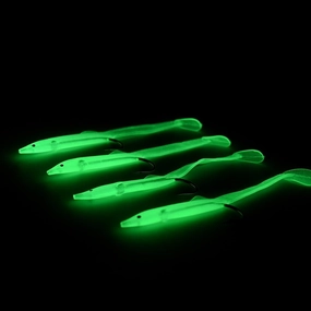 Glow Fishing Lures Kit Luminous Wag-Tail Crank Minnow Pencil for Night Fishing Glow in The Dark with Strong Hook Fishing Lures Bait Lure Luminous Soft Bait Kit Accessory