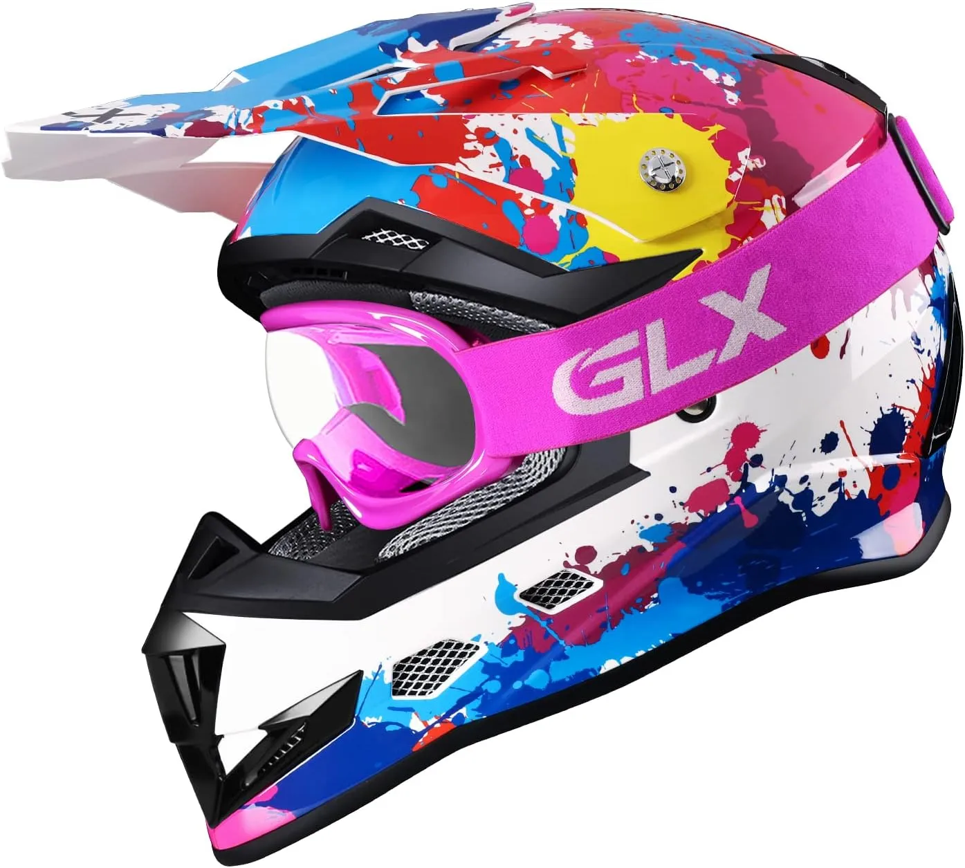 GLX GX623 Youth ATV/Dirt Bike Helmet Combo - Graffiti, Medium - DOT