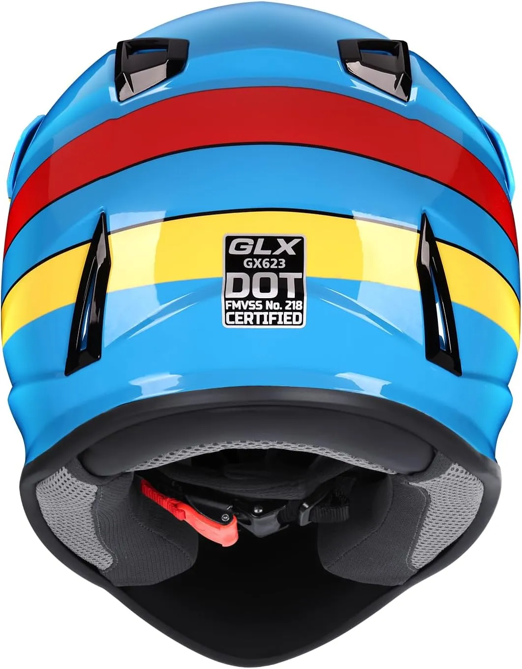 GLX GX623 Youth ATV/Dirt Bike Helmet Combo - Retro Blue, Medium - DOT