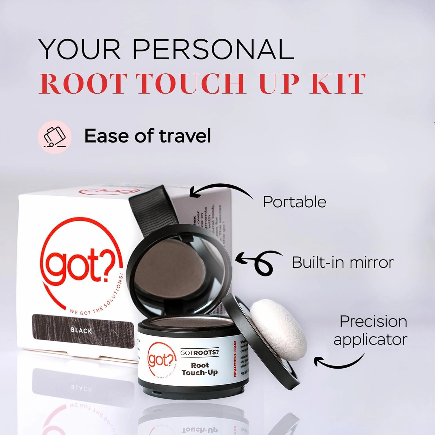 Got? Roots - Root Touch Up Hair Color, Brow, Beard, Hairline & Bald Spot Concealing Powder - Gray Root Coverage for Women & Men - 0.14 OZ Tub (Medium Brown, Pack of 2)