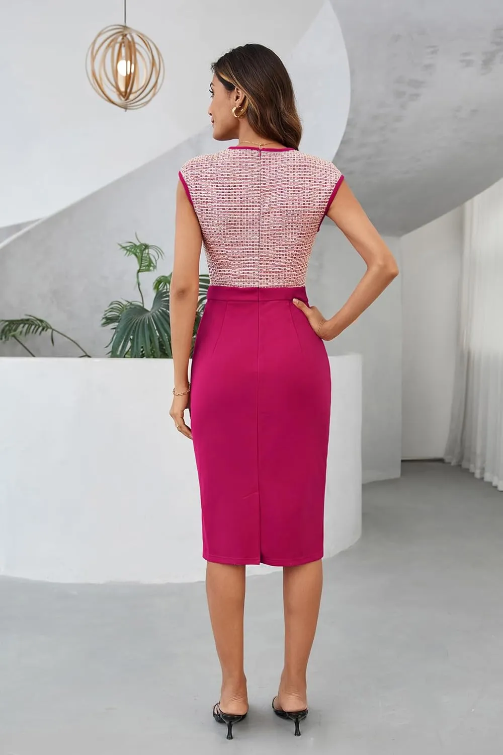 GRACE KARIN Women Wear to Work Dress Crew Neck Sleeveless Bodycon Business Pencil Dresses