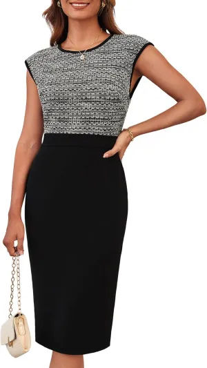 GRACE KARIN Women Wear to Work Dress Crew Neck Sleeveless Bodycon Business Pencil Dresses
