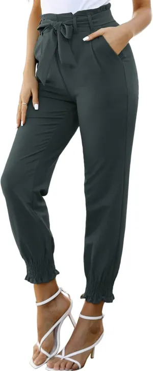GRACE KARIN Womens Casual Pants Self Tie Bow-Knot Ankle Length Pencil Pants with Pockets